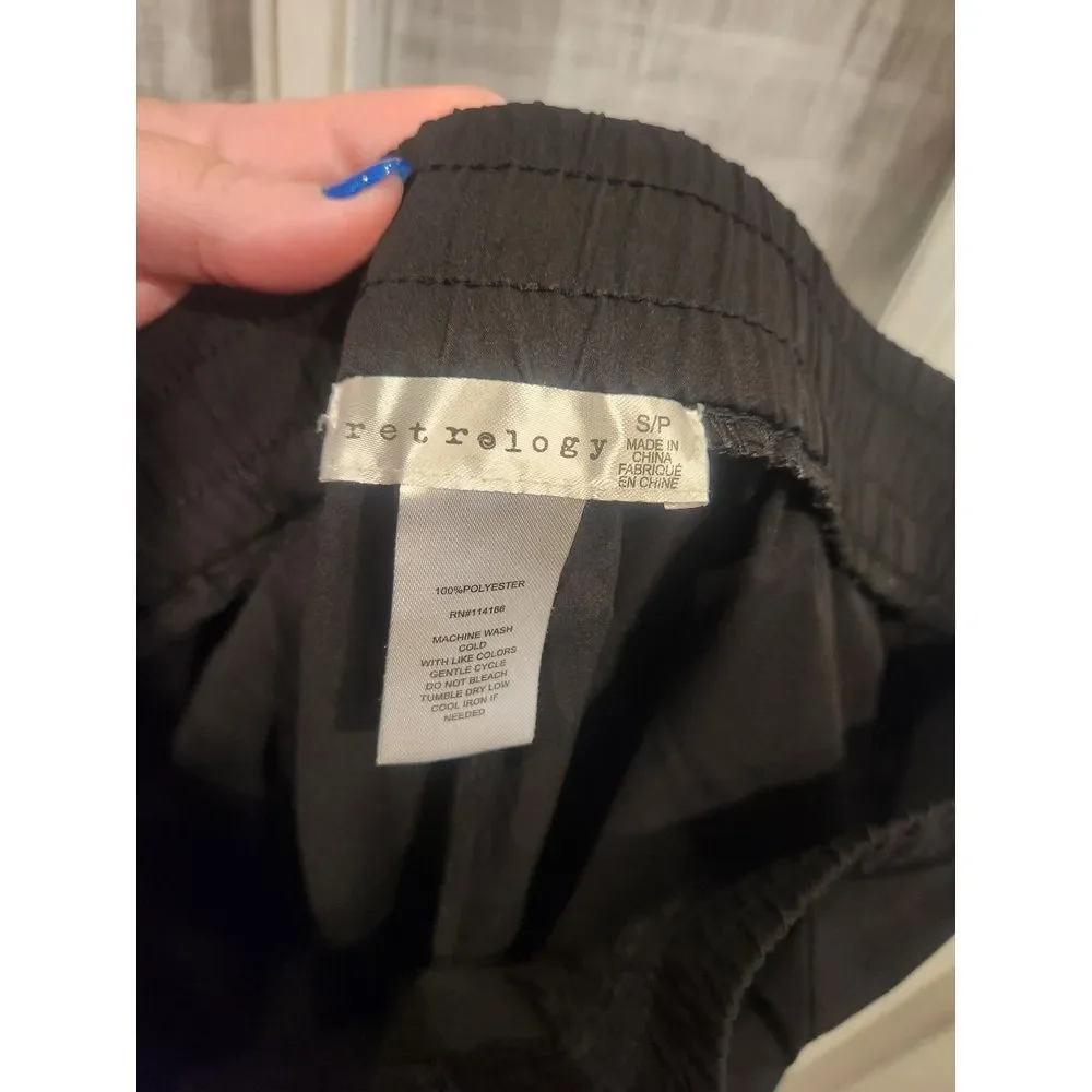 Retrology‎ Black Jogger Drawstring Pants Women's Size Small